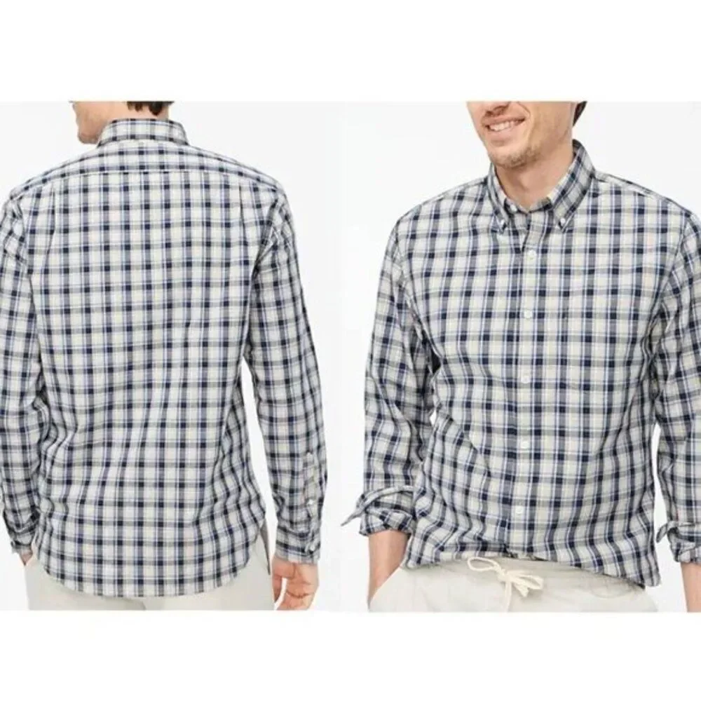 J Crew Men's Plaid Flex Stretch Cotton Shirt Button Down Collar